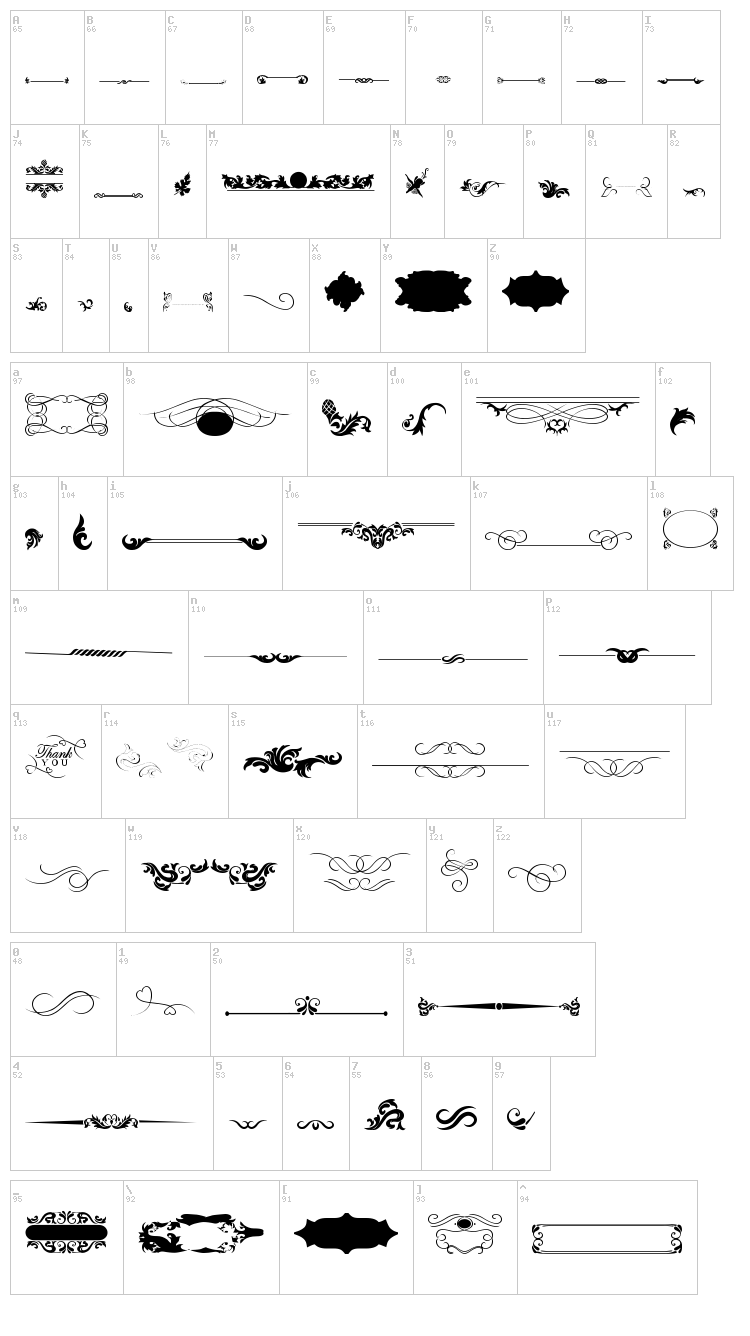 Old Retro Labels TFB font map